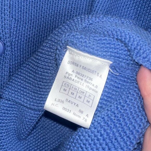 Lasserre Blue Knit Blazer Cardigan Cotton Acrylic Button Front Medium Pockets - Picture 5 of 7